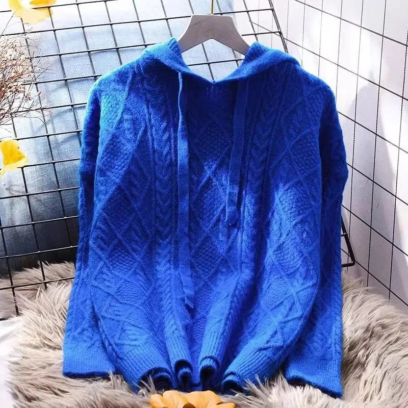 Bottom Sweater Knitted Sweater for Women in Autumn Hooded Sweater New Style 2025 Thickened Fashionable Top