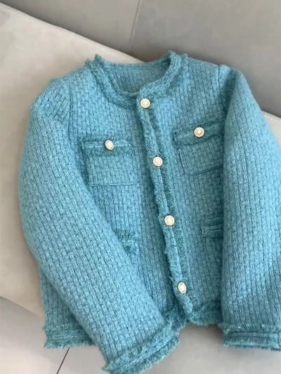 Women's Retro Blue Winter Cotton Jacket Warmth Fragrance High Quality Coats