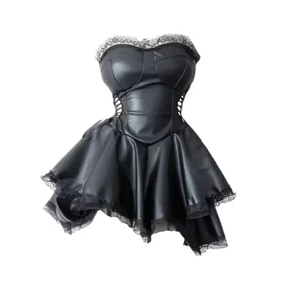 New French Black Party Dresses for Women Y2k Gothic Punk Sexy Sweet Girls Luxury Slim Fit Summer Chest Wrap Mini Skirts