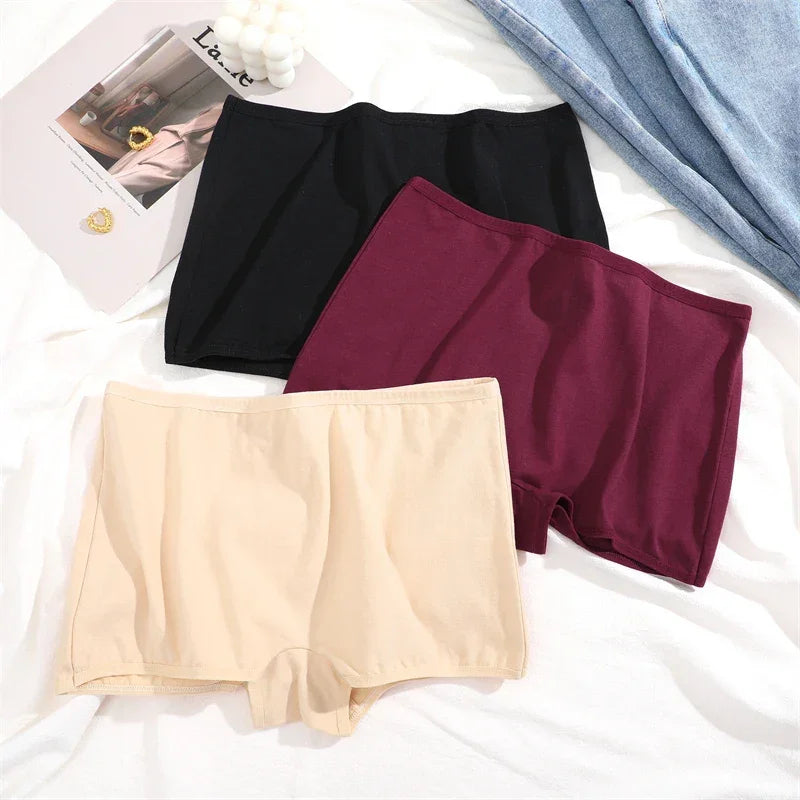 4PCS Women's Panties Cotton Seamless Sports Boxers Underwear Female Solid Color Briefs Cozy Lingerie Intimate Underpants XS-XL