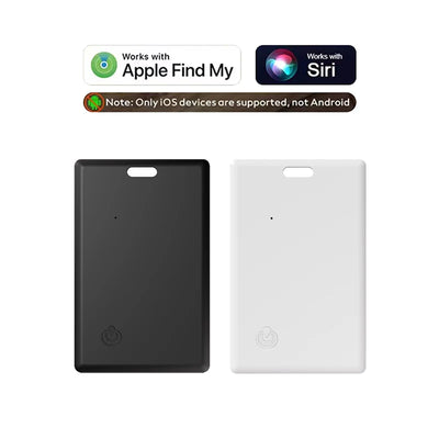 Black and white iOS-compatible Slim Wallet Tracker Card AirTag