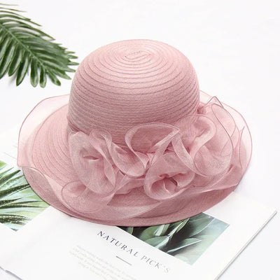 Summer hats for women Organza flower mesh sunshade hat vacation beach hat wide brimmed sun hat Sun protection sombreros de mujer