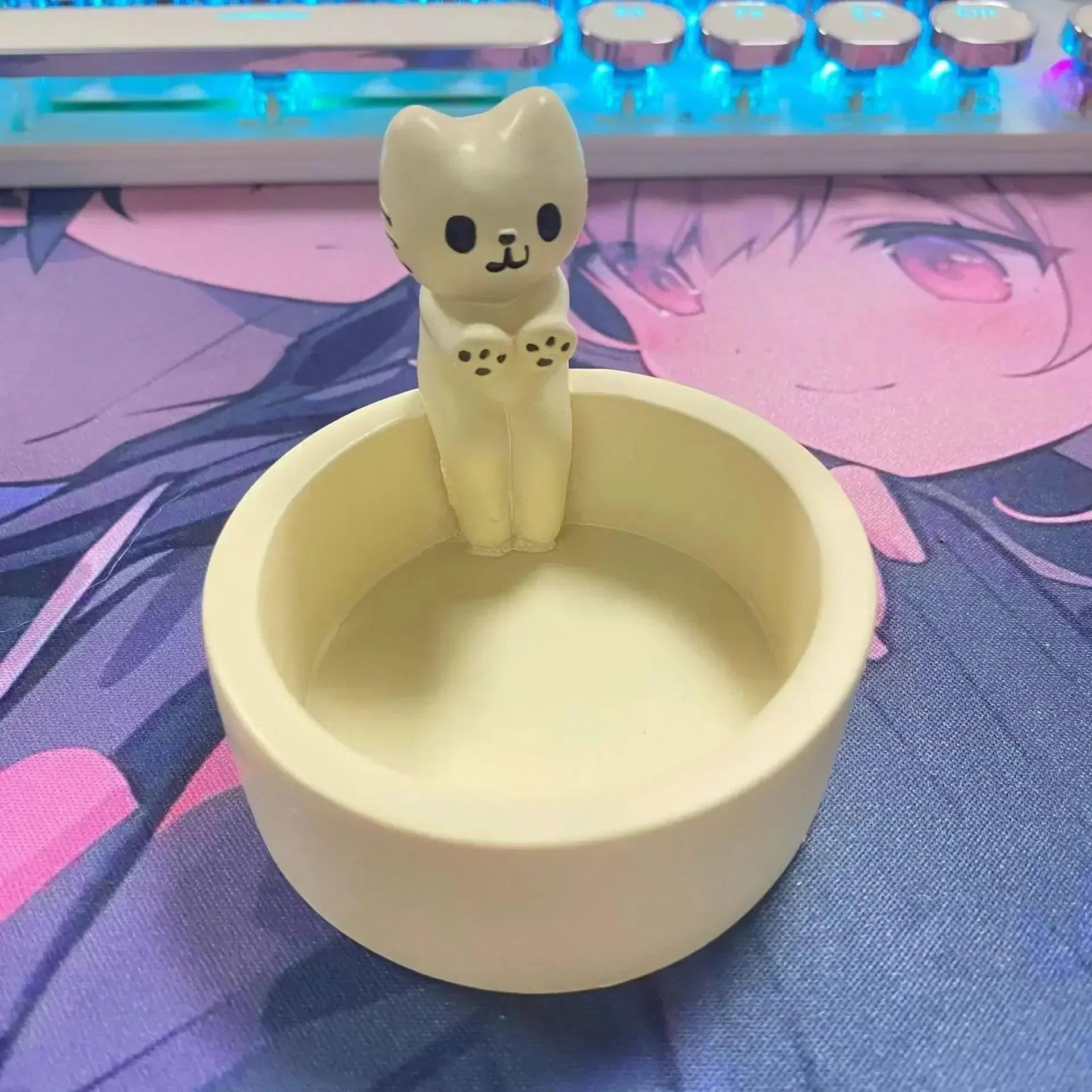 Cartoon cat candle holder tea light office home desktop decorative ornaments cute candlestick craft decoration