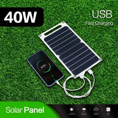 40W portable solar panel with USB interface design and 5V output solar power bank suitable for various outdoor activities