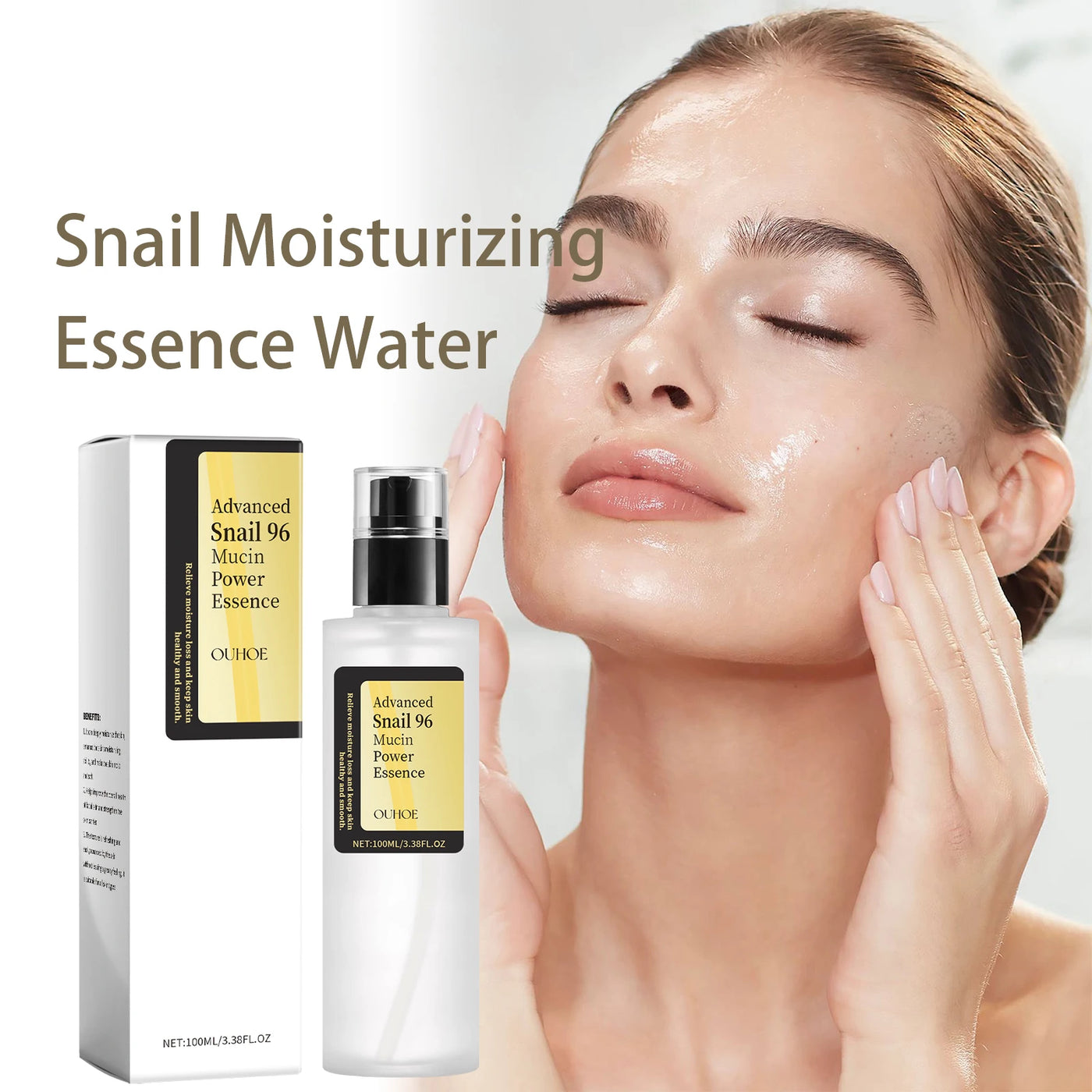 Snail Mucin Essence 100ml Hydrating Booster Deep Moisture Revitalize Dull Skin Soothing Face Treatment Glow Essence for Dry Skin