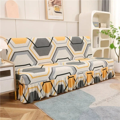 1/2/3Seater Sofa Bed Cover with Elastic Printing Seat Cover Armless Sofa Bed Cover Sofa Covers for Living Room Home Decor