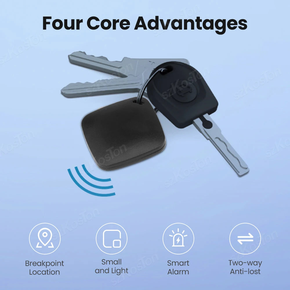 Compact black square Bluetooth iTag tracker with smart alarm and anti-loss features for iOS