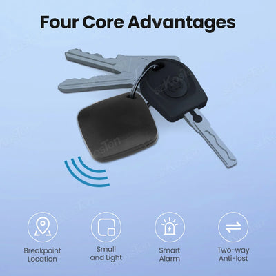 Compact black square Bluetooth iTag tracker with smart alarm and anti-loss features for iOS