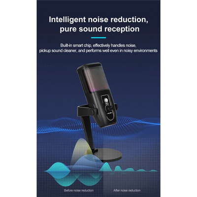 ABUO-Desktop RGB USB Condenser Microphone Gaming, Large Mic Head, Plug& Play Designed Ideal For Streaming And Podcasting