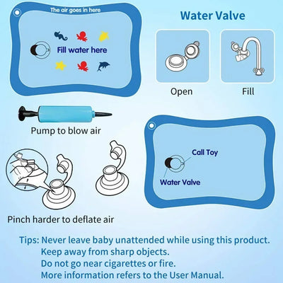 Summer Toys Baby Water Mat PVC Inflatable Cushion Infant Toddler Water Play Mat for Children Early Education Developing Baby Toy