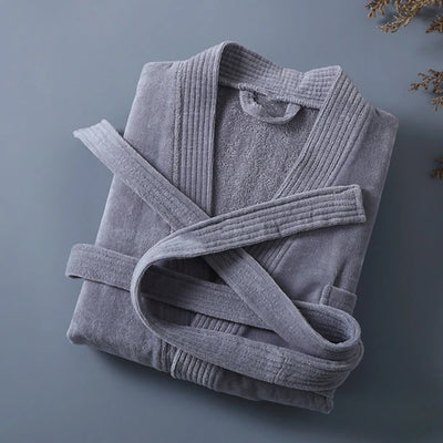 Women Towel Bathrobe 100%Cotton Long Thick Absorbent Terry Bath Robe Kimono Men LightWeight Waffle Solid Dressing Gown Sleepwear