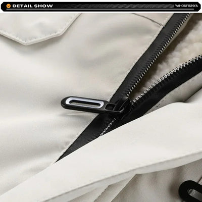 New Winter Men Outwear Fleece Warm Removable Hooded Hiking Jacket Men Outdoor Windproof Casual Fashion Jacket Coat Male Clothing