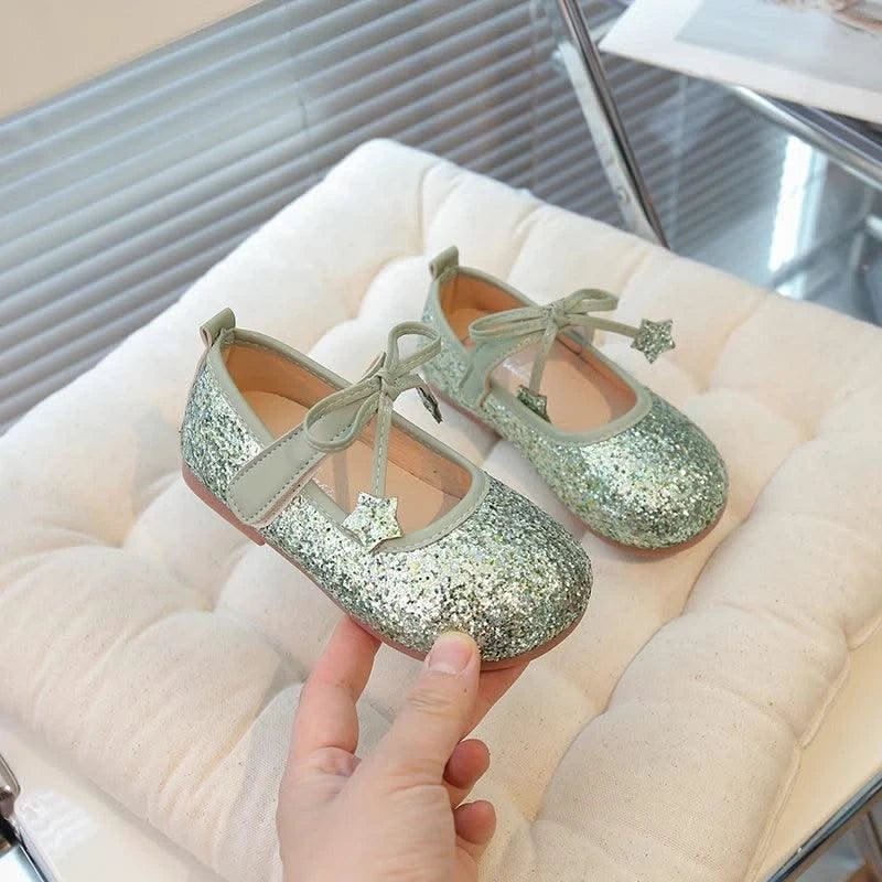 Children's Leather Shoes New Spring Autumn Ballet Flats for Girls Sequins Princess Versatile Kids Fashion Causal Catwalk Shoes