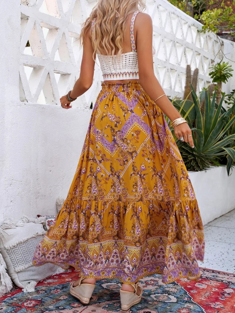 2025 New Fashion Long Skirts for Women Bohemian Loose Beach Skirt Summer Elegant Sweet Clothing