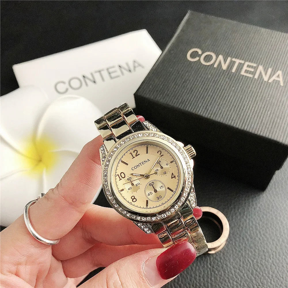 New High-end Stainless Steel Watches for Women Luxury Rhinestone Quartz Watch Elegant Ladies Watches Suitable For Daily Wear