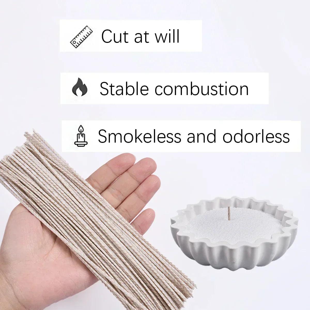 100pcs 6/10/15/20cm waxed cotton candle wicks smokeless wax core diy soybean woven kerosene lamp making supplies