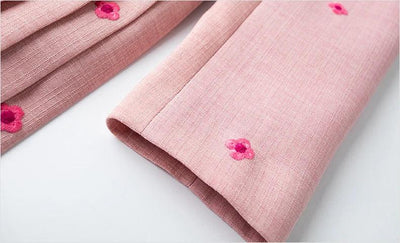 ZJYT New Fashion Women's Autumn Blazer Dresses Long Sleeve Embroidery Double Breasted Office Dress Plus Size Female Clothing