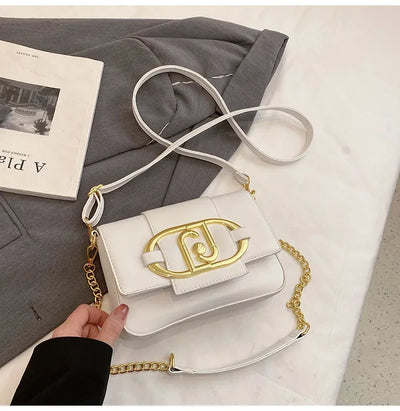 Designer Handbags For Women Leather Metal Buckle Flap Square Shoulder Bags Fashion 2024 Ladies Messenger Bags Females Casual