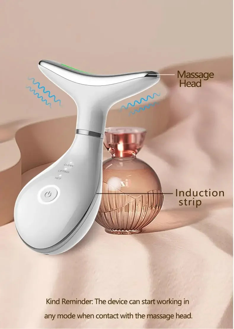 Neck Beauty Instrument with Base Microcurrent Facial Massager LED Photon Skin Rejuvenation Neck Face Skin Care Tool for Wrinkle