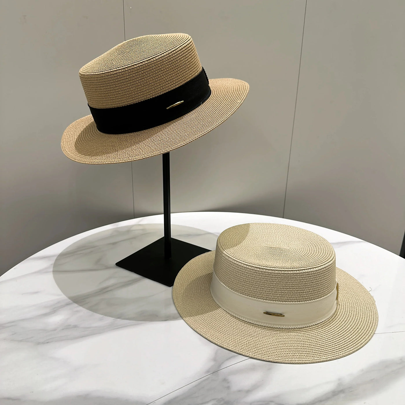 French Sunscreen Hat Women Summer Straw Hats Female Big Bim Flat Top Sunshade Cap Travel Beach Sun Visors Fisherman Cap