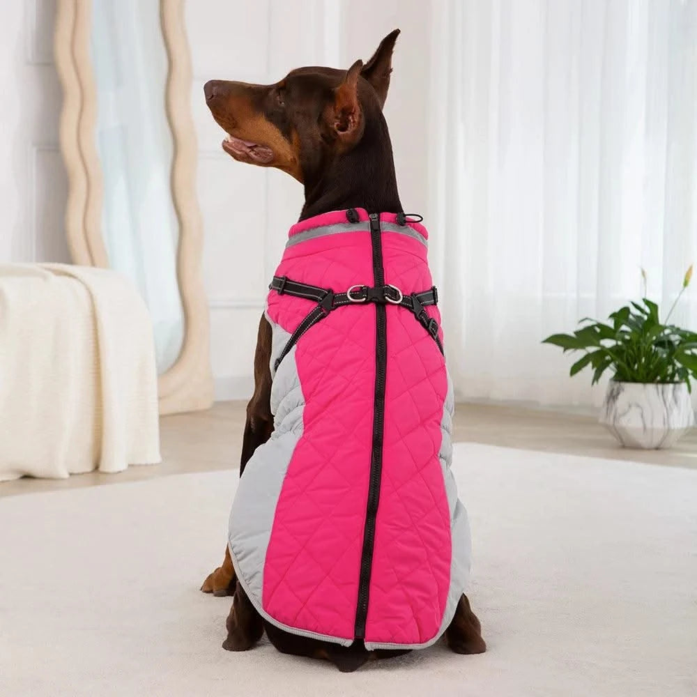 Waterproof Pet Jacket With Harness Winter Warm Dog Clothes for Small Large Dogs Labrador Coat Chihuahua French Bulldog Outfits