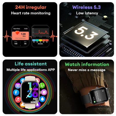 Smart Watch 2.01'' AMOLED Curved Screen IP68 Waterproof Bluetooth 5.3 Call AI Vioce Assistant Fitness Smartwatch for Men