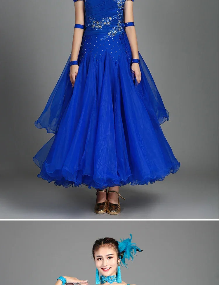 2025 Newest Woman Ballroom Dance Competition Dress Dance Ballroom Waltz Standard Dance Dress Women Ballroom Dress 009