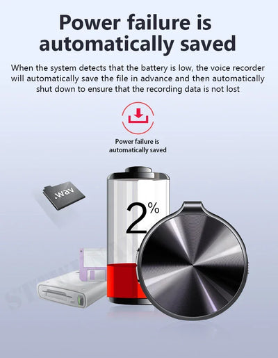 Voice Recorder Activated Recording Micro Dictaphone Digital Audio Smart Recorder MP3 Player Noise Reduction