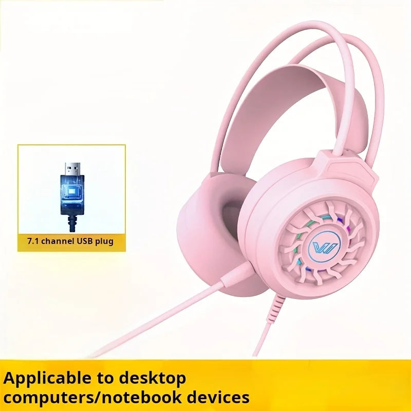 Gaming Headset Wired 7.1 Channel Noise Cancelling Multifunctional Surround Sound Headphone Over-Ear For Computer Laptop USB