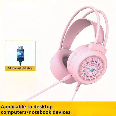 Gaming Headset Wired 7.1 Channel Noise Cancelling Multifunctional Surround Sound Headphone Over-Ear For Computer Laptop USB