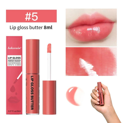 8ml Butter Non-stick Cup Gloss Lip Gloss Moisturizing Mirror Lip Gloss Lasting Color Lip glaze Dye Lip Liquid Makeup For Women