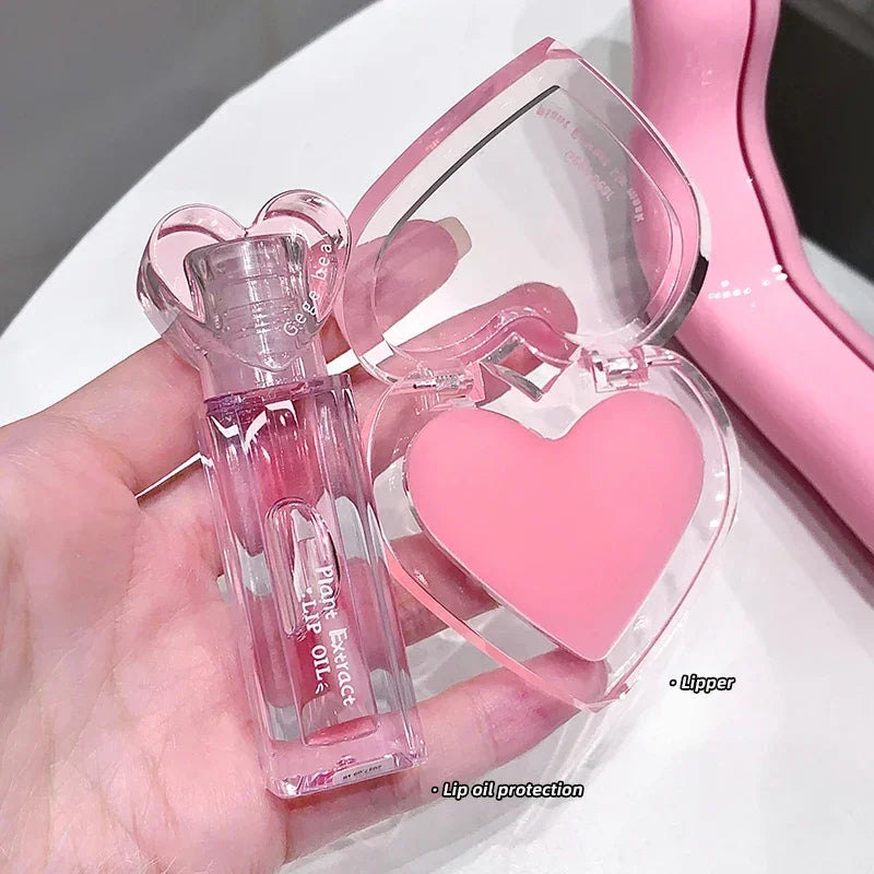 2pcs lip oil+lip mask beauty makeup moisturizing lip care set is suitable for all skin types of moisturizing transparent lipstic