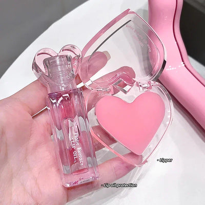 2pcs lip oil+lip mask beauty makeup moisturizing lip care set is suitable for all skin types of moisturizing transparent lipstic