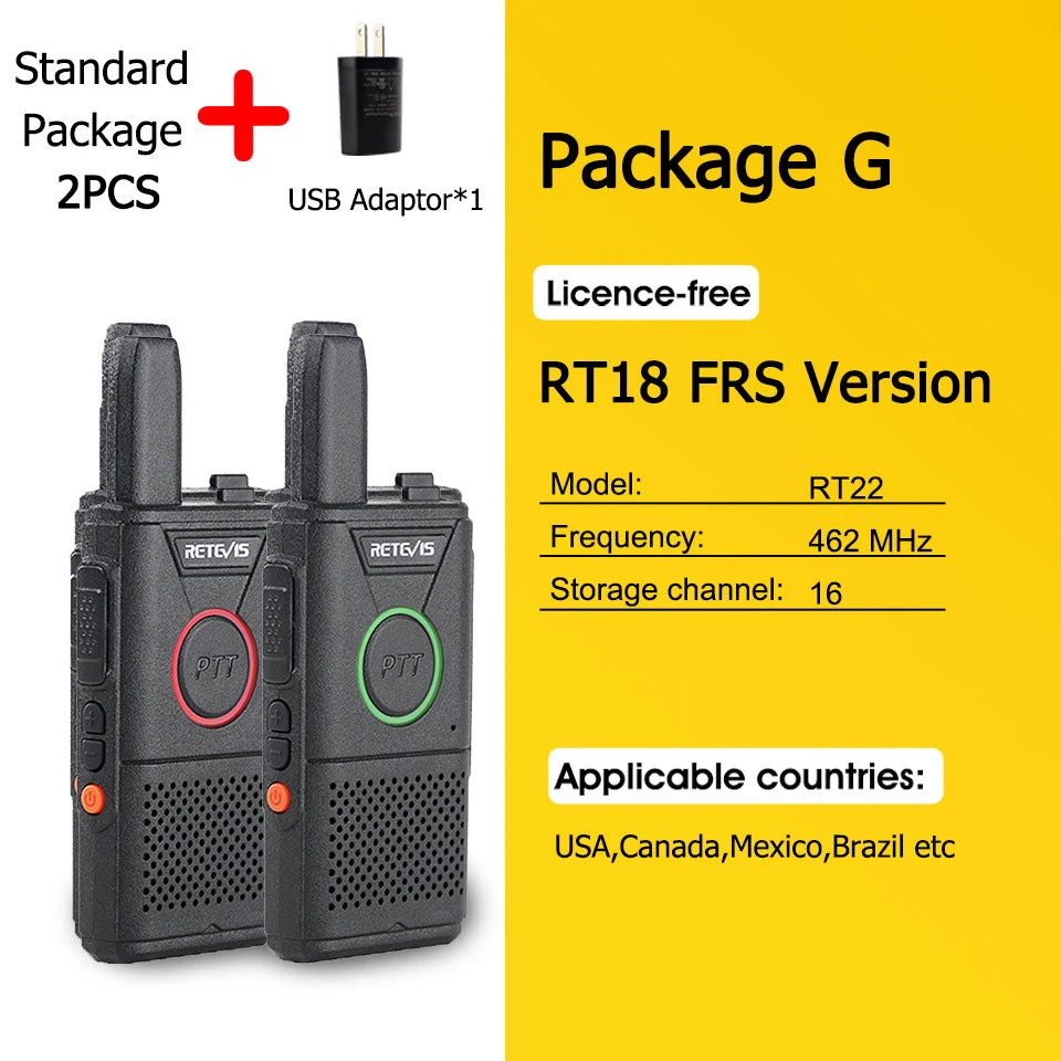 RETEVIS RT618 Mini Walkie Talkie Dual PTT Walkie-talkies 2 pcs PMR 446 Communication Equipment Portable Two-way Radio Cafe Hotel