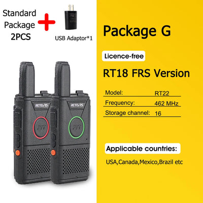 RETEVIS RT618 Mini Walkie Talkie Dual PTT Walkie-talkies 2 pcs PMR 446 Communication Equipment Portable Two-way Radio Cafe Hotel