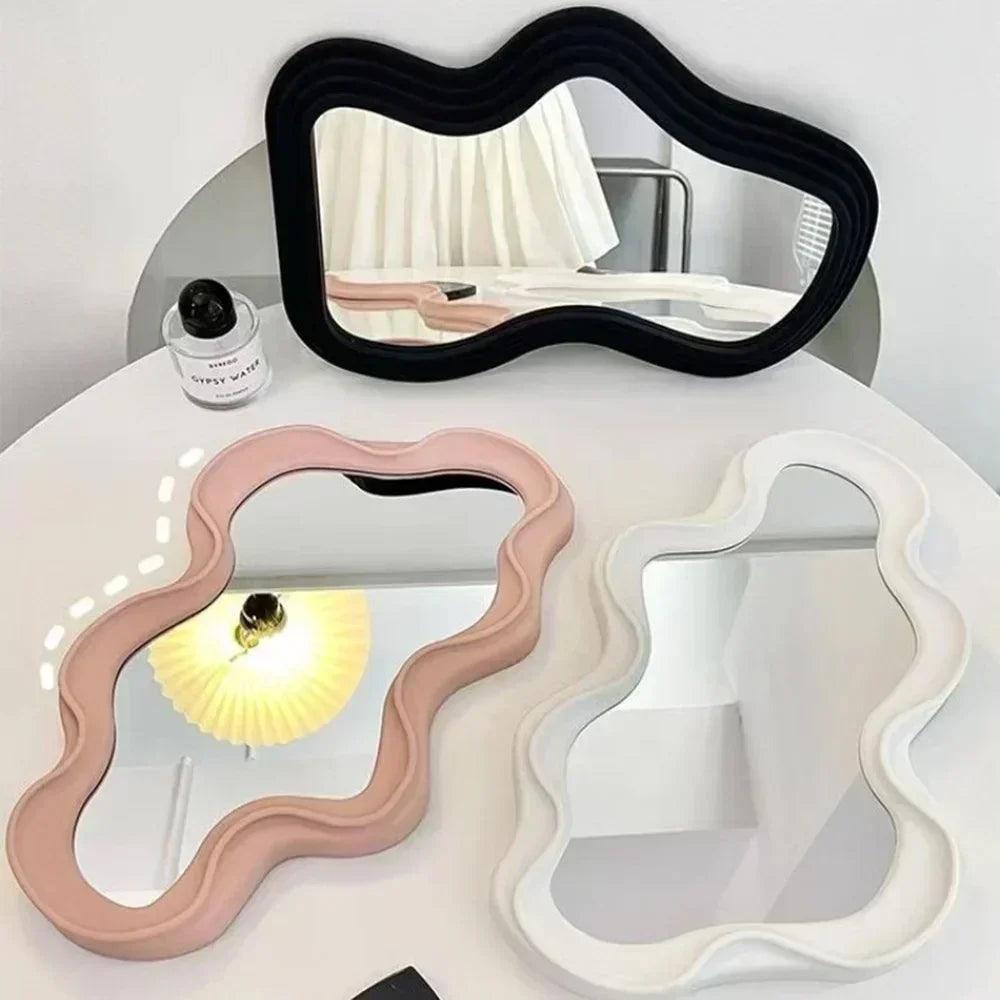 Irregular wall mirror for bedroom bathroom kawaii makeup house decoration living room home decor wholesale 1pc
