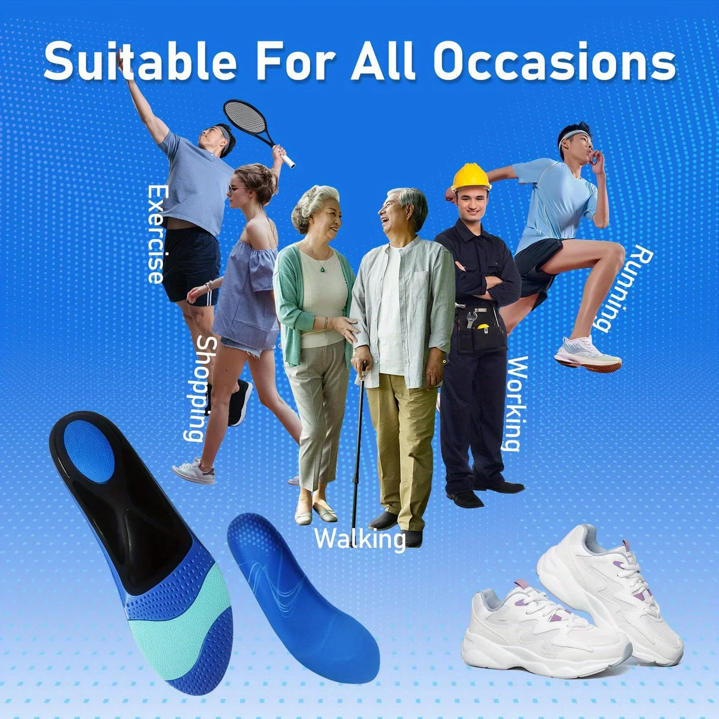 Flat Feet Insoles, Arch Support with Deep Heel Cup & Shock Absorption - Relieve Plantar Fasciitis, Pronation, Ankle Pain
