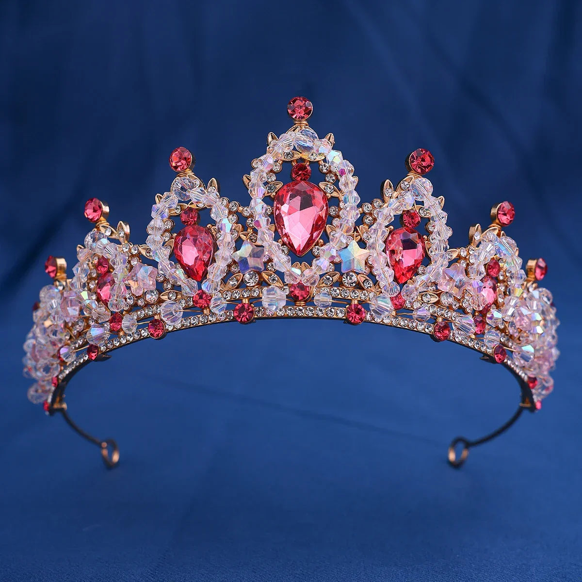 Handmade designer Crystal Crown Hair Accessories Tiara For Women Party Red Purple Rhinestone Bridal Crown New Hair Jewelry