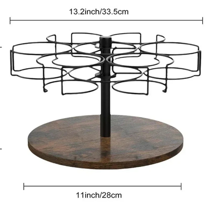 Spinning Cup Holder Desk Multipurpose Cups Holder Wooden Metal Organizer Kitchen Room Fixed Stand Decoration Accessories Items