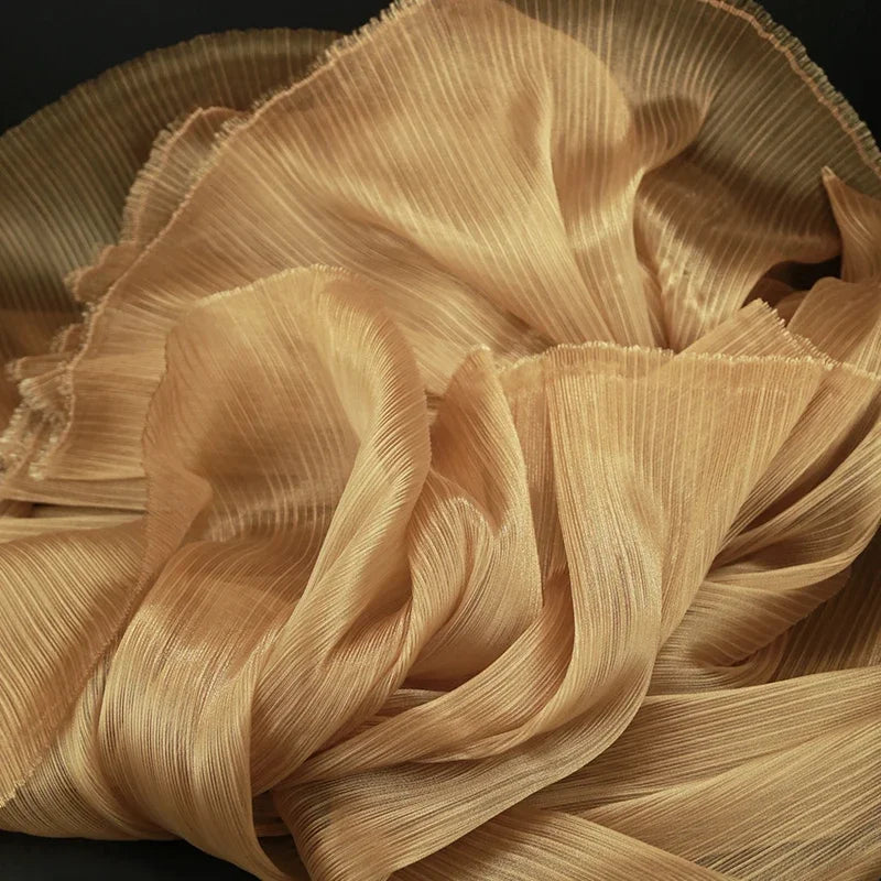 Bright Wrinkled Texture Organza Fabric for Wedding Decoration Background Yarn Floral Design Plastic Fabrics Cloth Diy Sewing