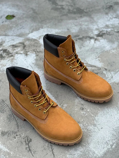 Hiking boots Men's High Help Work Suit Boots Cowhide Yellow Boots Cotton Shoes ClimbiWaterproof Shoes Lovers Shoes Yellow Boots