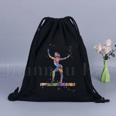 Tumbling Gymnastics Girl Gymnast Women Rhythmic Balance Beam Aerial Yoga Drawstring Backpack Sackpack String Bag String Bags