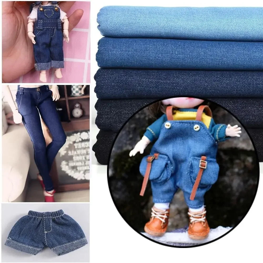 Home Textile Girl Gift Toys Cotton Fabric Handmade Doll Cloth DIY Dress Materials Bedding Sewing Washed Denim Clothes