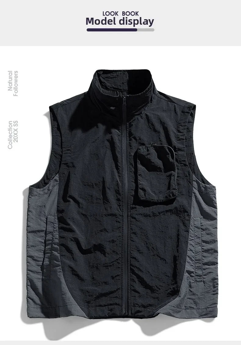 Men's vest for spring and summer new outerwear for camping hiking outdoor charging fashionable trend simple and high-end vest