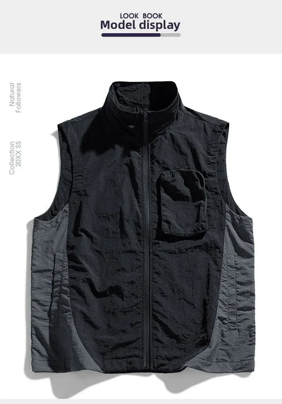 Men's vest for spring and summer new outerwear for camping hiking outdoor charging fashionable trend simple and high-end vest