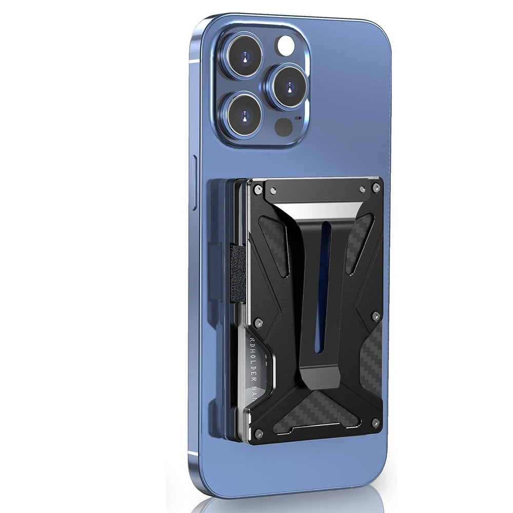 Mag Safe Wallet Money Clip, 2 in 1 Air Tag Holder and Money Clip, [With1 Magnetic Sheets], for Magnetic and Non-Magnetic Phones