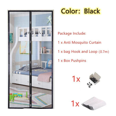 Summer Magnetic Screen Door Curtain Anti-Mosquito Net Fly Insect Screen Mesh Automatic Closing Kitchen Curtain Easy Installation
