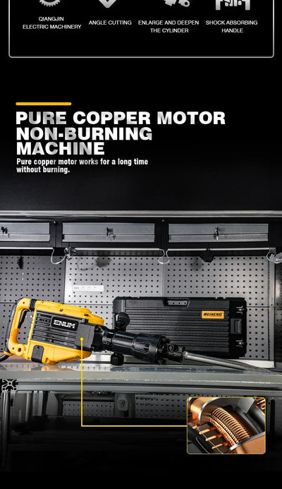 New Desgin Powerful 1800W Industrial Power Tools Hand Hold Electric Pick With Drill Bits