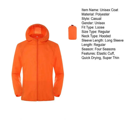 2024 Summer Hooded Jacket Men Women Waterproof Sun Coat Pockets Quick Dry Skin Ultra light Windbreaker Outdoor Jacket