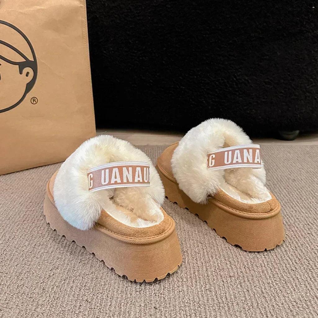2024 new winter snow boots for women - fur lined with thick fleece and warm cotton